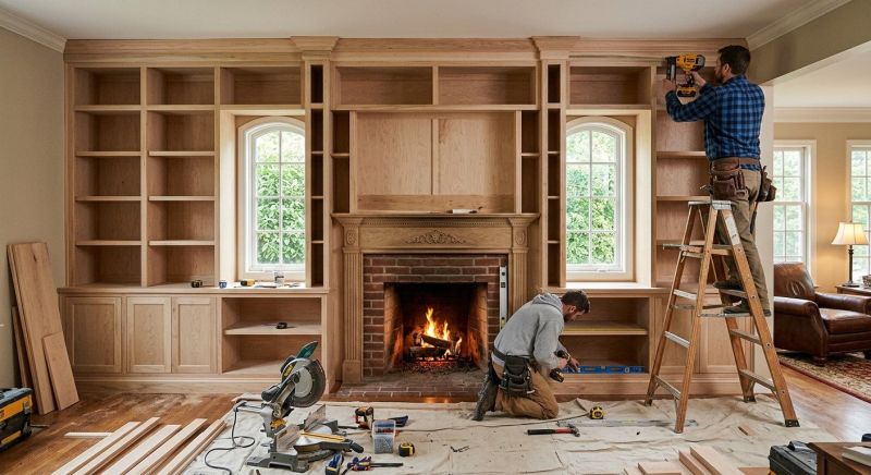 Built In Bookcase Installation in Durham, NC